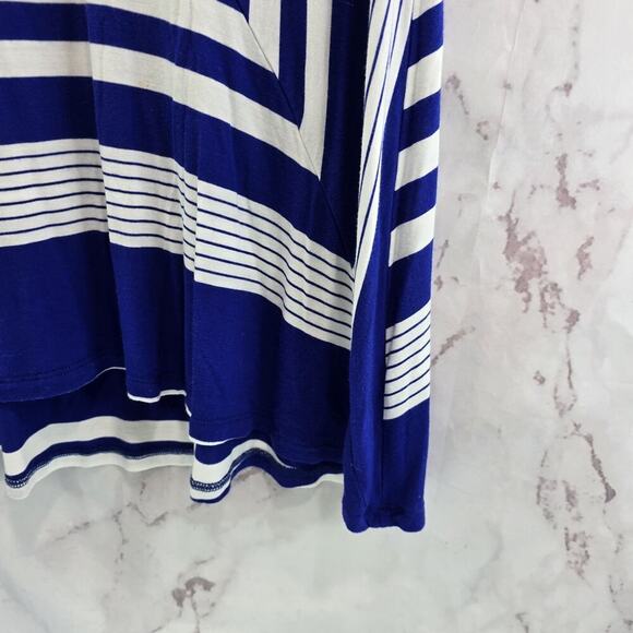 Anthropologie Shirt Womens XS Blue White Stripe Swing Babydoll Tee Tunic Puella - Picture 4 of 9